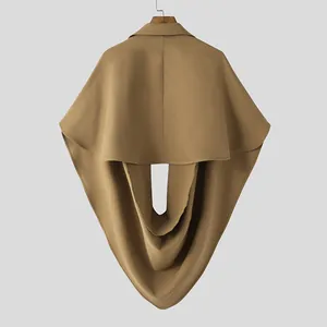 Λεπτομερής πίσω όψη από χακί oversized αμάνικο πόντσο με καθημερινό γιακά με πέτο