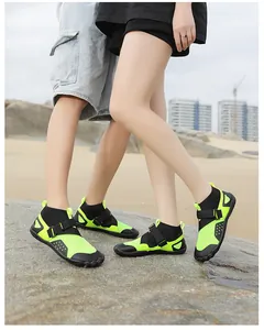 Professional high-top breathable neon green water shoes for outdoor beach and swimming