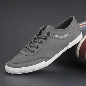 Baskets décontractées basses grises pour hommes élégantes avec lacets élastiques confortables