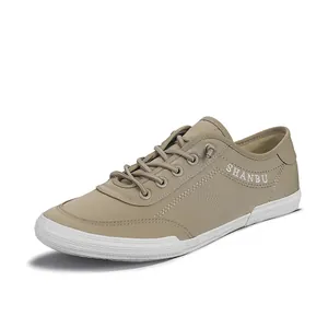 Baskets décontractées kaki pour hommes avec logo SHANBU et semelle blanche