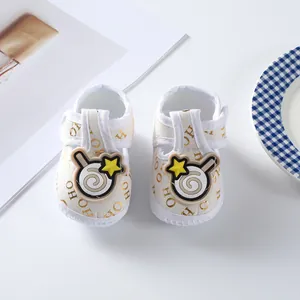 Soft sole baby cloth shoes with cute lollipop and star patches for newborns