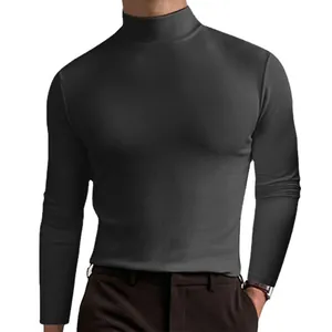 Elegantes Herren Slim Fit Rollkragen-Langarmshirt in zeitlosem Anthrazitgrau Unifarbe