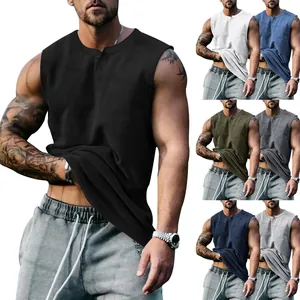 Camiseta de tirantes Henley deportiva para hombre en varios colores
