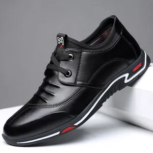 Zapatos de Cuero de Microfibra Casuales para Hombre con Tacón Oculto Mocasines con Cordones Antideslizantes Calzado Masculino de Moda