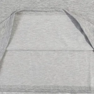Close-up detail showing the grey heather fabric texture and durable stitching of the tank top