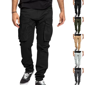 Pantalon cargo ample pour hommes avec plusieurs poches en noir, vert et kaki inclus