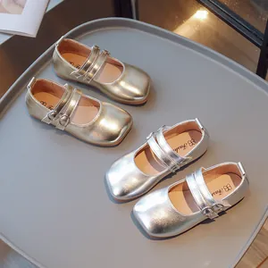 Metallische silberne und goldene Mädchen Prinzessinnen-Schuhe mit modischer quadratischer Zehe