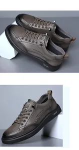 Detail van de premium bruine lederen herenschoenen met vetersluiting.