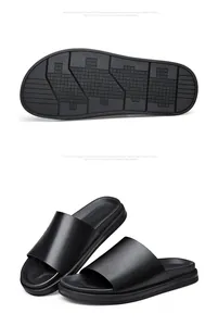 Detailansicht der Herren-Leder-Sandalen mit rutschfester Sohle und mattem Finish
