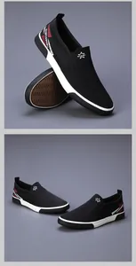 Paire de mocassins décontractés noirs pour hommes avec logo étoile sur fond gris