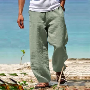 Relaxed fit breathable men's linen casual pants perfect for summer beach vacations