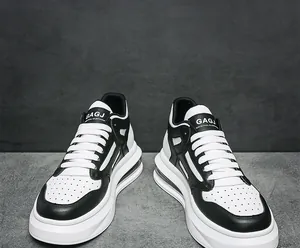 Black and white chunky sneakers with platform air cushion sole detail