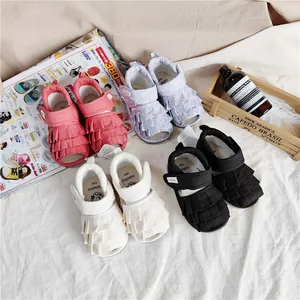CONOCO Baby Mädchen Sommer Prinzessin Sandalen mit Rüschen Details und weichen Sohlen