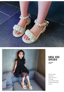Sandales d'été pour filles avec volants et perles élégantes pour des enfants stylés