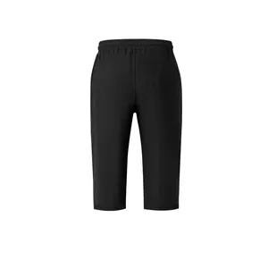 Back view of black men's linen casual 7-point pants with pocket detail