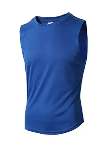 Canotta sportiva da uomo blu ad alte prestazioni in mesh a rapida asciugatura per fitness