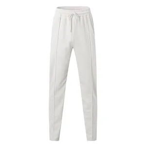 Detailed texture view of white waffle knit men's casual pants with drawstring waist