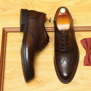 Premium braune Leder Oxford Schuhe für Herren mit Erhöhung, Business und Hochzeit