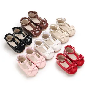 Kleinkind Baby Mädchen Mary Jane Schuhe Weiche Sohle Schleife Lauflernschuhe PU Leder T-Riemen Prinzessin Schuhe Frühling Herbst