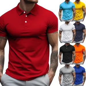 Polo da uomo slim-fit a maniche corte in vari colori a tinta unita per l'estate