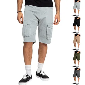 Vista dettagliata dei pantaloncini cargo da uomo con varianti di colore in grigio e kaki
