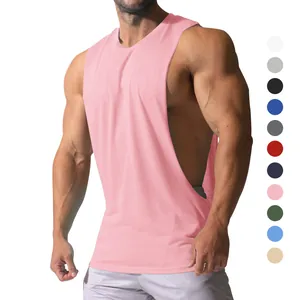 Herren Fitness Muskel-Tanktop in Pink mit tiefen Armausschnitten für das Training