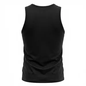 Back view of a classic black men's cotton tank top for athletic and casual wear