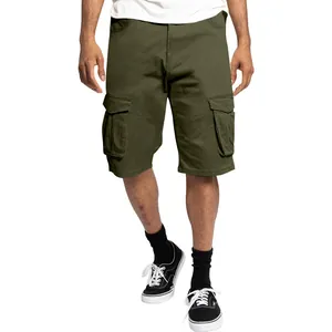 Pantaloncini cargo da uomo verde oliva con ampie tasche per l'estate