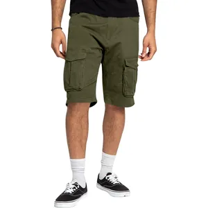 Pantaloncini cargo casual verde oliva da uomo con un design funzionale a tasche multiple