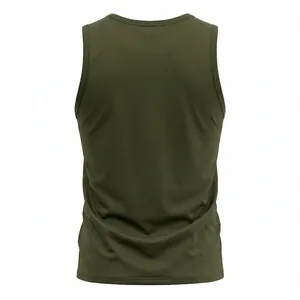 Detailed back view of a men's olive green 170g cotton tank top for casual wear