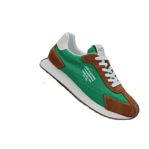 Baskets décontractées en daim vert et marron pour hommes, style sport classique
