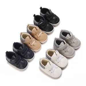 Infant Baby Boys High Top First Walker Shoes Soft Sole Non-Slip Faux Leather Casual Sport Walking Shoes For Toddlers