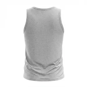 Back view of a breathable grey men's cotton tank top for sports and casual daily wear