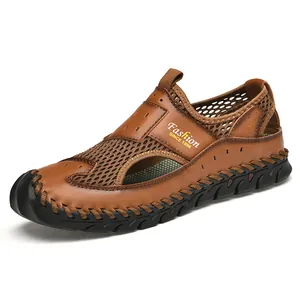 Men's Outdoor Breathable Mesh Sandals Large Size 47 48 Casual Hand-Stitched Sole Wading Shoes Water Shoes For Beach Hiking