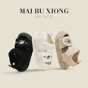 Breathable toddler classic walking sandals in black white and beige colors for summer
