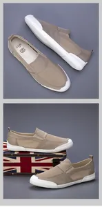 Detailansicht der khakifarbenen, atmungsaktiven Herren-Slip-On-Segeltuchschuhe für den Alltag