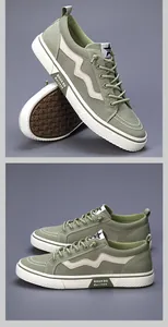 Dettaglio della tomaia in mesh verde traspirante e della suola bianca di queste scarpe da uomo