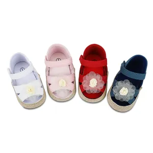 Zapatos de Lona para Bebé Niña para Caminar con Decoración de Flores de Malla Suela Suave Primeros Pasos Estilo Princesa con Velcro