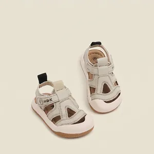 Sandalias de Verano para Niños y Niñas Transpirables con Protección de Dedos Zapatos de Primeros Pasos para Bebé Cuero de Microfibra Antideslizantes Cierre de Gancho y Bucle Zapatillas para Bebés