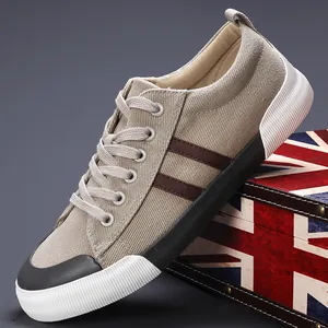 Baskets en Toile Décontractées pour Hommes Chaussures Plates Respirantes Style Coréen Couleur Unie à Lacets pour le Quotidien