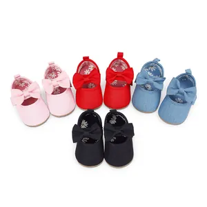 Zapatos de princesa para bebé niña con grandes lazos en cuatro colores, suela blanda