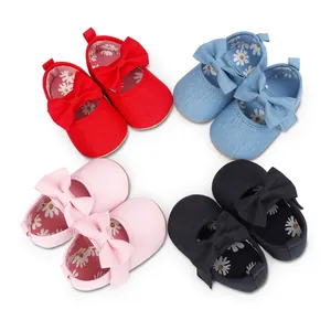 Zapatos de princesa para bebé niña con lazo, suela blanda, varios colores, para 0-1 año