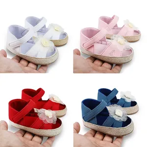 Baby Mädchen Prinzessin Lauflernschuhe Weiche Sohle Baumwolle Erstlingsschuhe Mit 3D-Blumen Mesh Dekoration Schleife