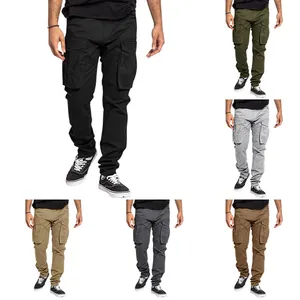 Vue détaillée du pantalon cargo pour hommes avec plusieurs poches en six couleurs