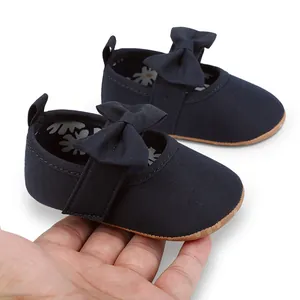 Zapatos de princesa azul marino para bebé niña con suela blanda