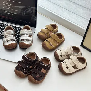 Sandales Bébé Garçons Filles Été Respirant Bout Fermé Semelle Souple Premiers Pas Chaussures Antidérapant Velcro Cuir Microfibre