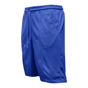 Vista dettagliata dei pantaloncini in rete a nido d'ape blu con coulisse elastica