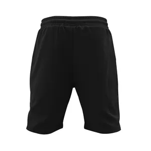 Vue arrière d'un short décontracté noir pour homme en maille gaufrée avec taille.