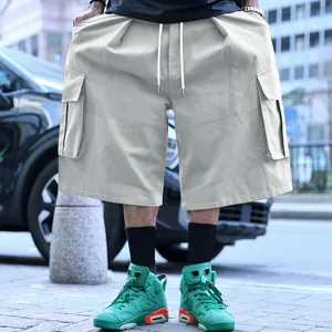 Oversize Herren Cargo-Shorts in Grau mit Kordelzug und coolem Vintage Streetstyle