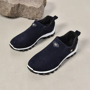 Chaussures de marche d'extérieur pour hommes en daim bleu marine avec semelles crantées